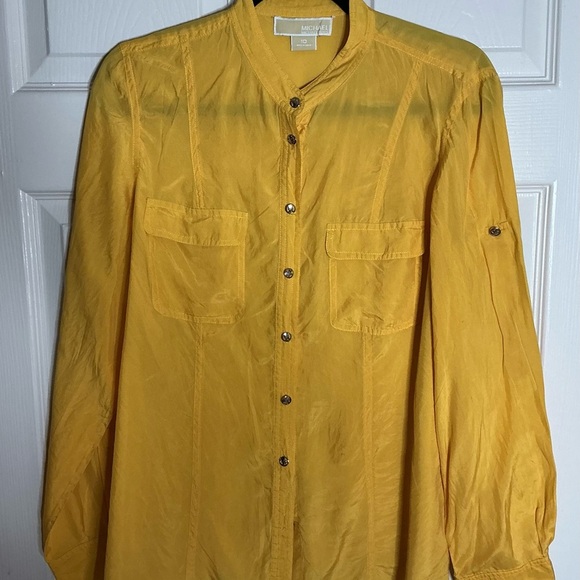 Michael Kors Lightweight Yellow Shirt Jacket with Roll-Up Sleeves - Picture 1 of 9